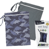 Mum 2 Mum Wet Bags (2 Pack) - Blue Dinosaur & Grey - Taylorson