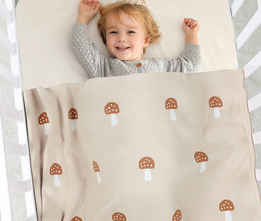 100% Cotton Super Soft Baby Knitted Blanket - Mushroom