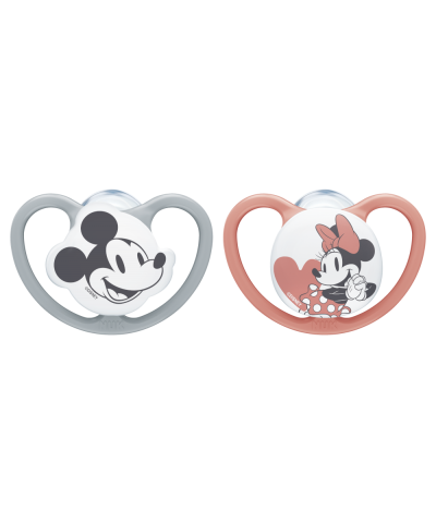 Nuk Disney Mickey Silicone Space Soother 0-6m | 6-18m | 18-36m (2 Pack) Assorted