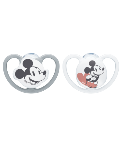 Nuk Disney Mickey Silicone Space Soother 0-6m | 6-18m | 18-36m (2 Pack) Assorted