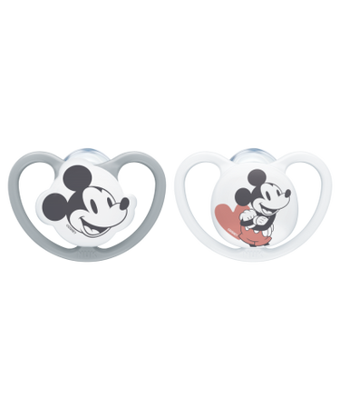 Nuk Disney Mickey Silicone Space Soother 0-6m | 6-18m | 18-36m (2 Pack) Assorted