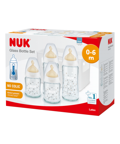 NUK First Choice Plus Glass Bottle Set with Temperature Control with latex teat