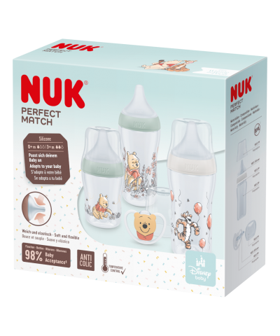 NUK Disney Winnie Pooh Perfect Match Set - Baby Bottles + Baby Soother