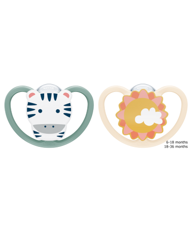 Nuk Space Silicone Soother 0-6m | 6-18m | 18-36m (2 Pack) Assorted