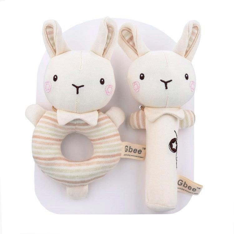 Organic Cotton Baby Rattle Animal Plush Toy - Bunny (2 pack) - Taylorson