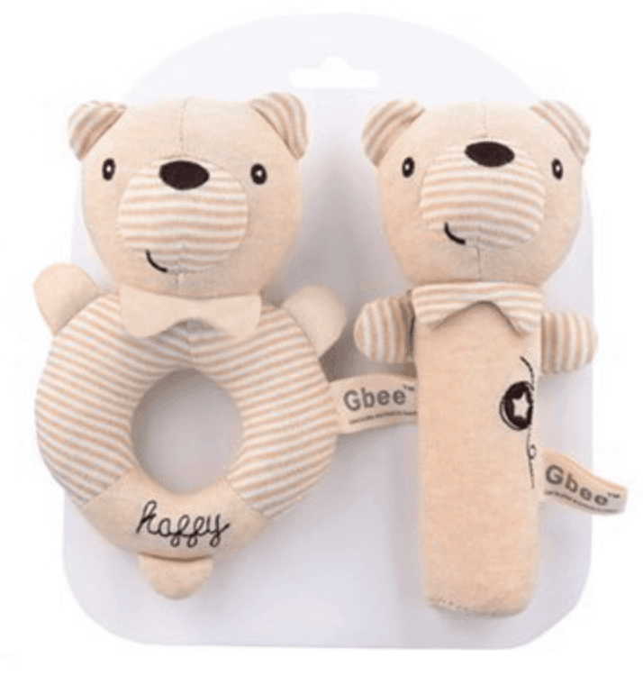 Organic Cotton Baby Rattle Animal Plush Toy - Lion (2 pack) - Taylorson