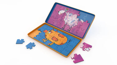 Purple Cow Travel Game Tin Farm Puzzles (3-6 years)