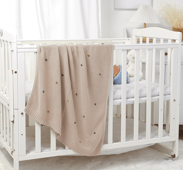 100% Cotton Super Soft Baby Knitted Blanket - Polka (70x90cm)