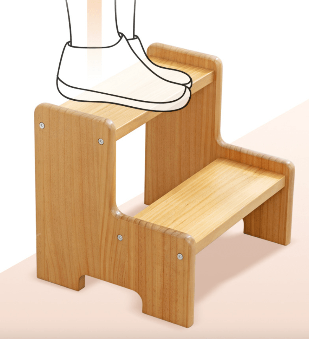 Promote Independence Wooden Kids Step Stool (NZ Pine) - 36x34x40cm - Taylorson