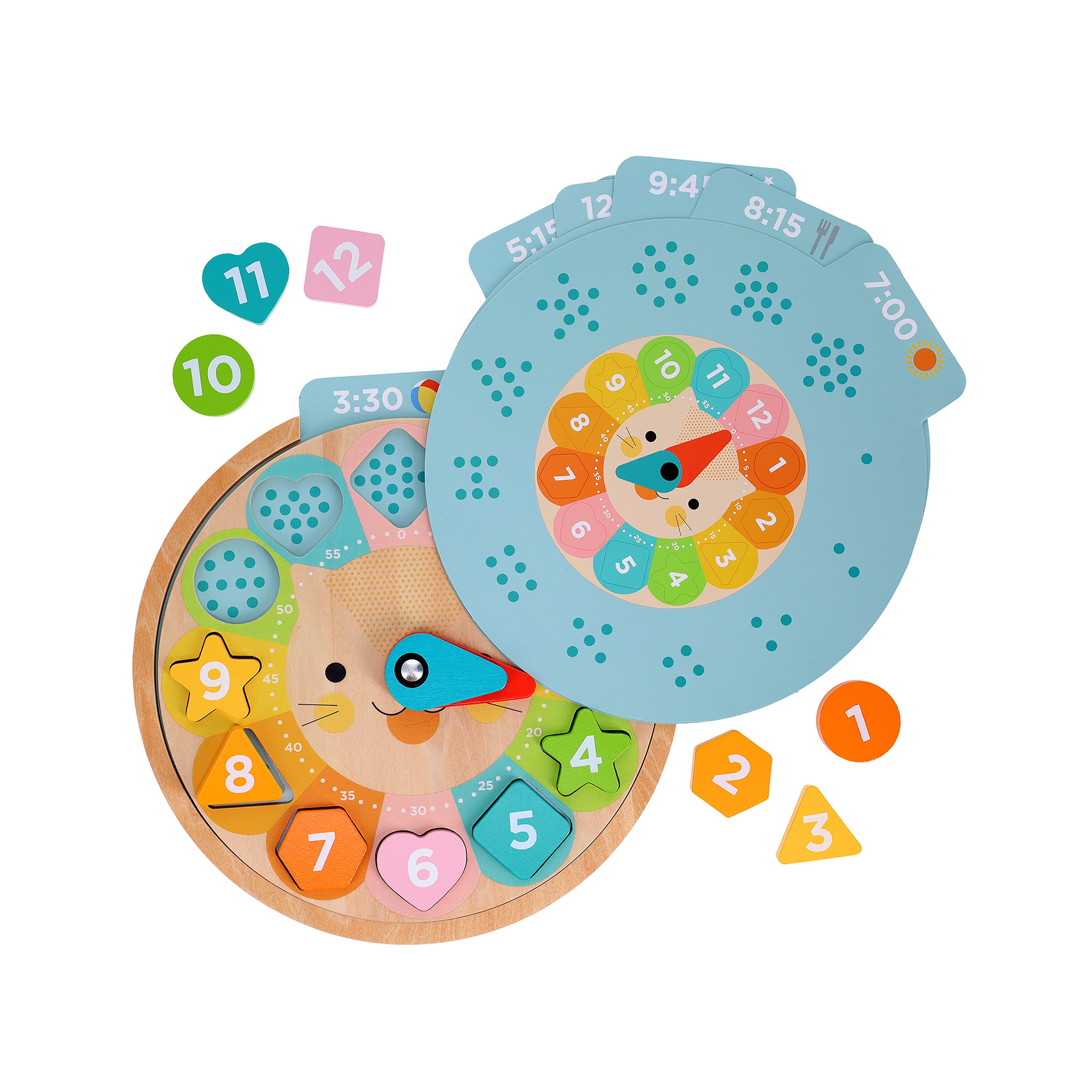 Petit Collage: Multi-Language + Counting + Colors Wooden Learning Clock - Taylorson