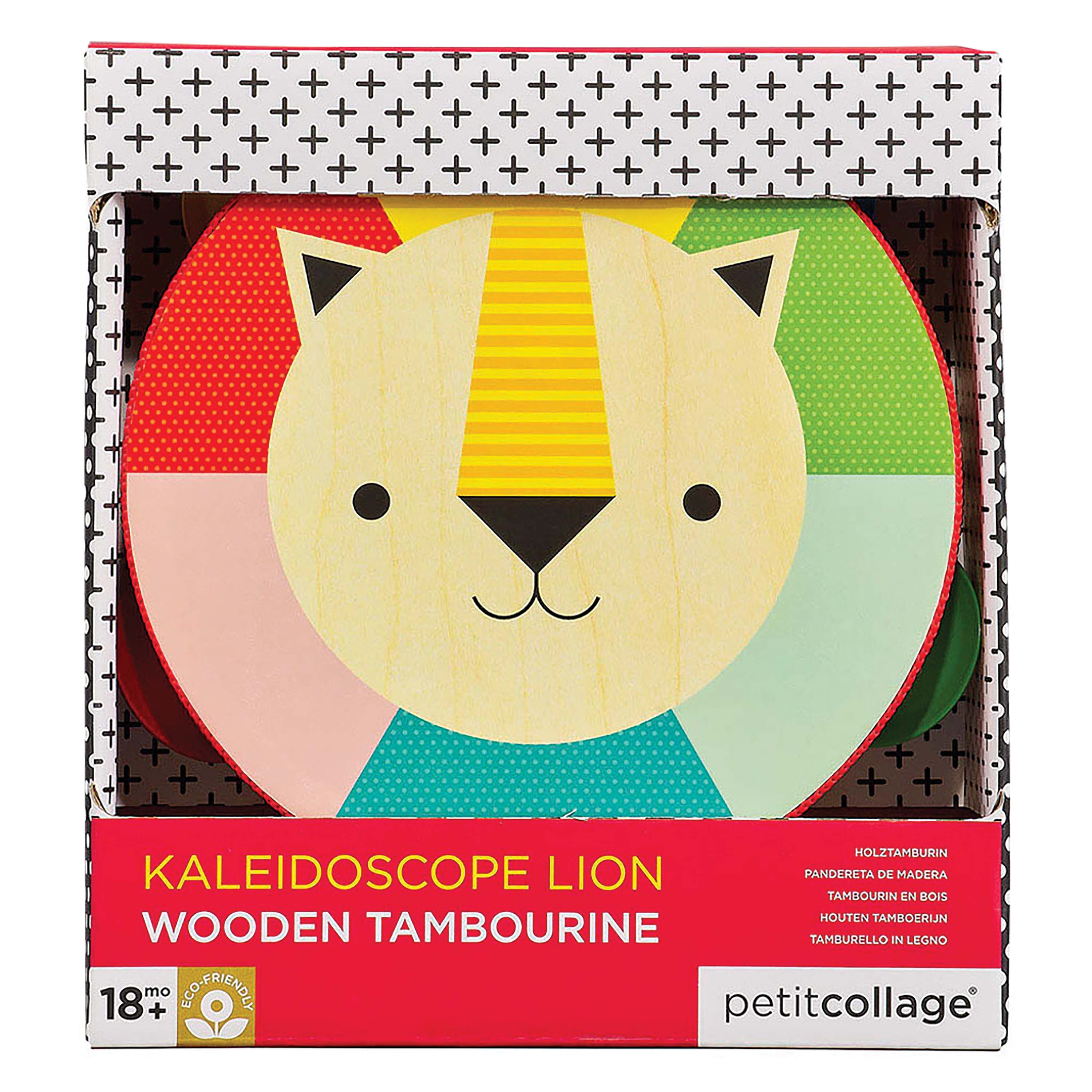 Petit Collage: Kaleidoscope Wooden Lion Tambourine - Taylorson