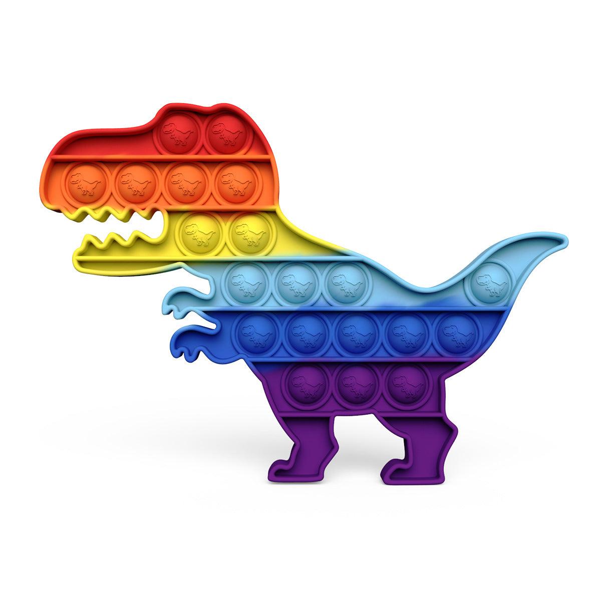 Silicone Push Pop It Bubble Fidget Toy - Rainbow Dinosaur - Taylorson