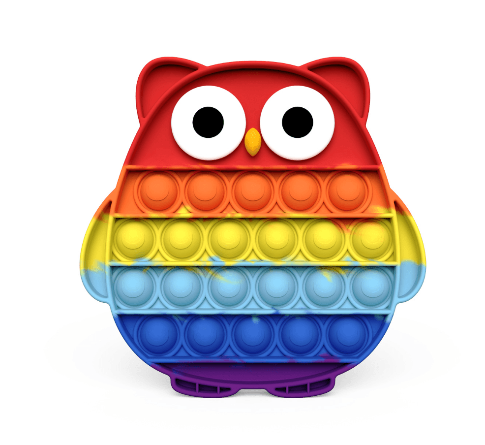 Silicone Push Pop It Bubble Fidget Toy - Rainbow Owl - Taylorson