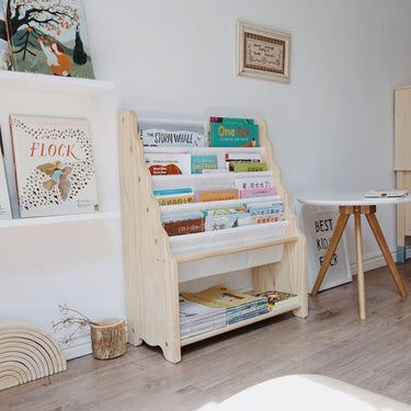 Solid Wood Canvas Bookshelf with Storage - Taylorson
