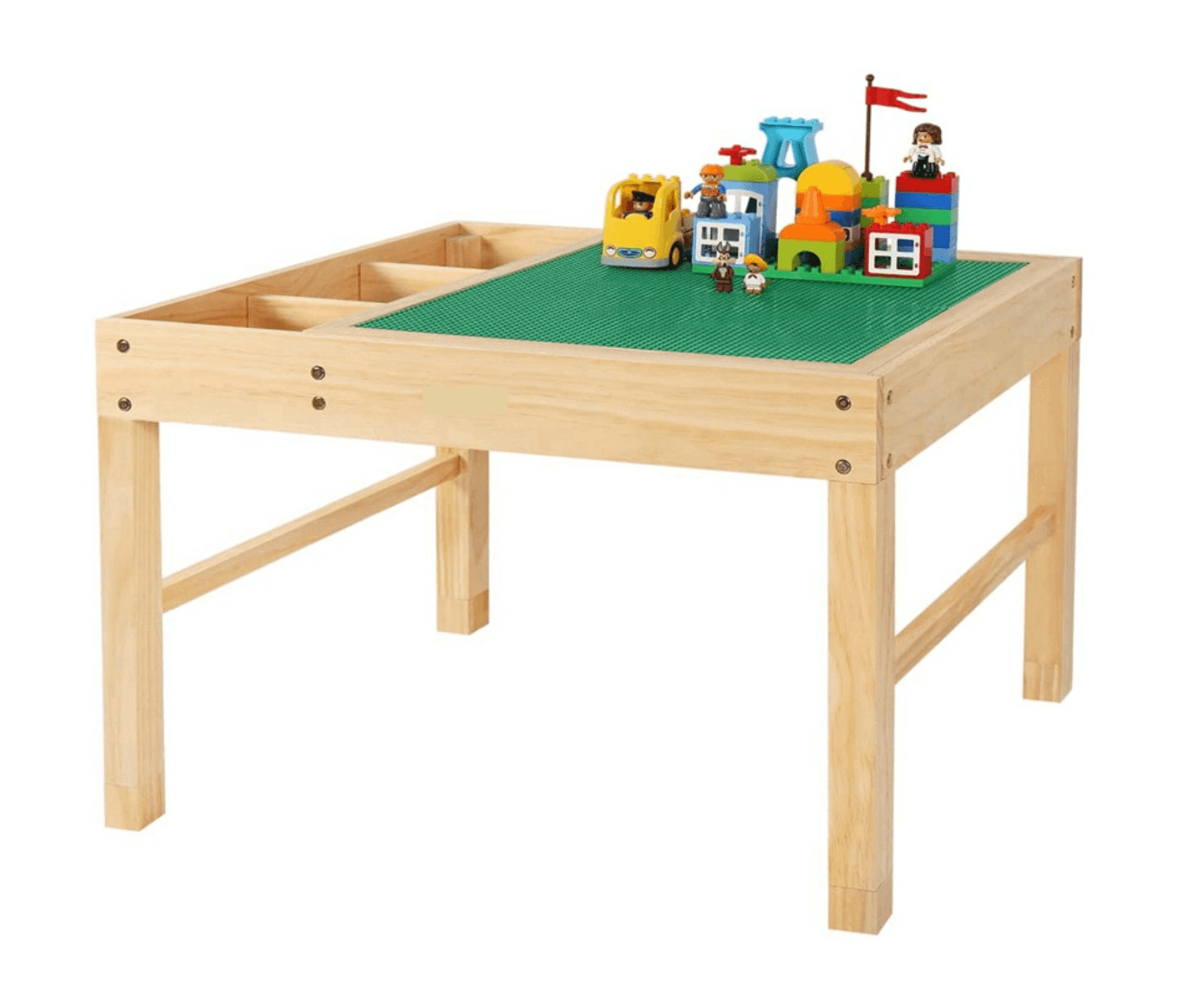 2-in-1 Solid Wood Kids Activity Bricks Table with Storage - Taylorson