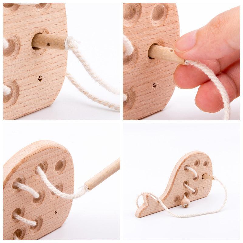 Making Threading Board Toddler Wooden Animals Lacing | Sewing | Threading Boards - 3pcs set ...