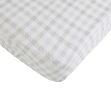 Waterproof Jersey Fitted Cot Sheet - Gingham Sage