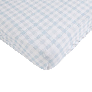 Waterproof Jersey Fitted Cot Sheet - Gingham Blue