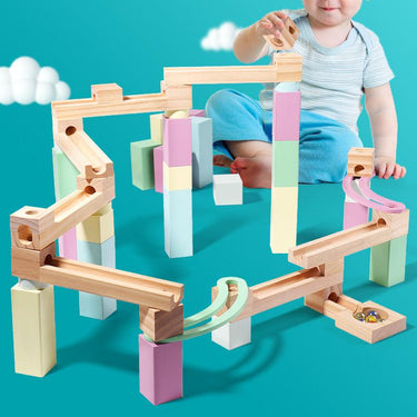 Wooden Marble Ball Run Toy Set (44pcs) - Taylorson