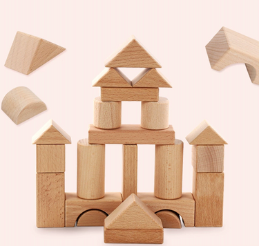 22pcs Wooden Building Blocks with Storage Tray (3+ years)