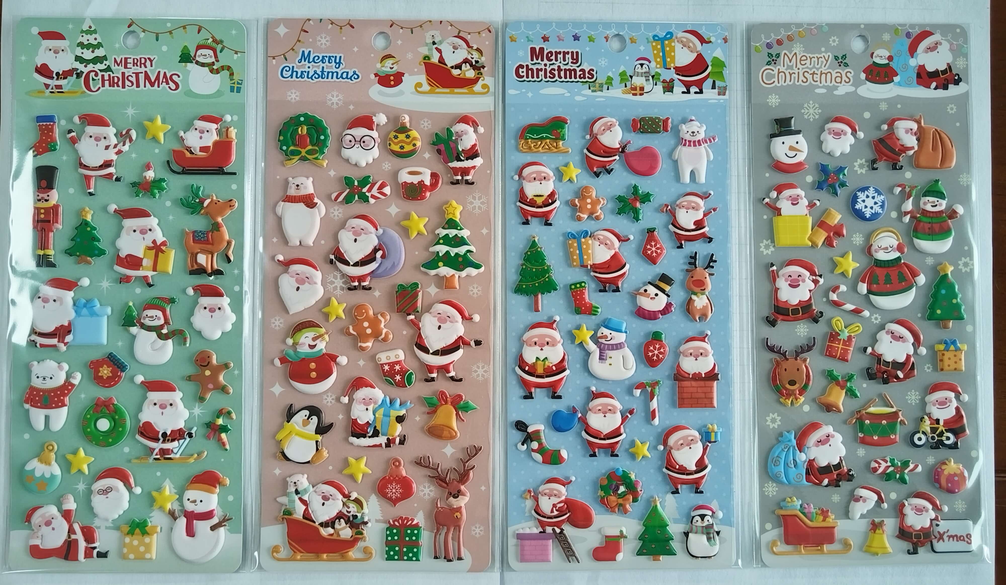 Assorted 3D Puffy Christmas Decorative Stickers - 8 Cute Designs