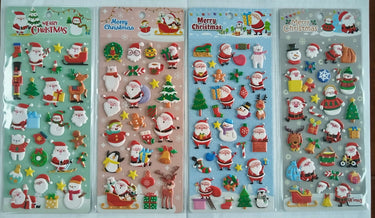 Assorted 3D Puffy Christmas Decorative Stickers - 8 Cute Designs