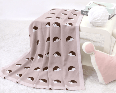 100% Cotton Super Soft Baby Knitted Blanket - Hedgehog (100x80cm)