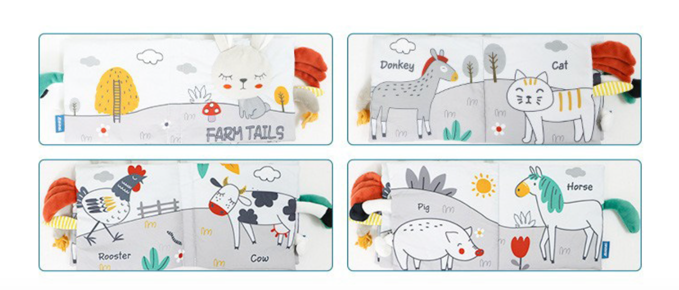 Baby Soft Crinkle Book with Plush Toy Tails - Animals - Taylorson