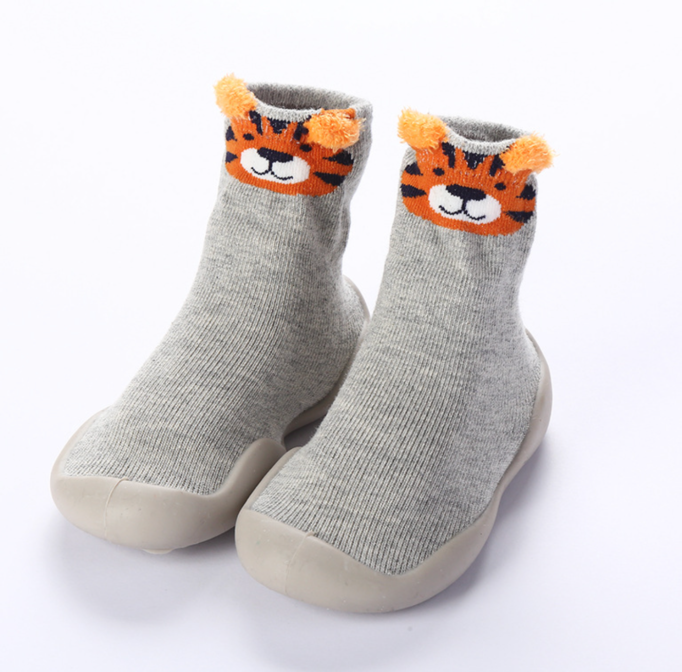Anti-Skid Baby/Toddler Shoes Socks - Tiger in Grey (6-36 months) - Taylorson