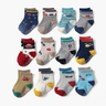 Anti-Slip Kids Socks 12 Pairs Set - Busy City Vehicles (1-5 years) - Taylorson