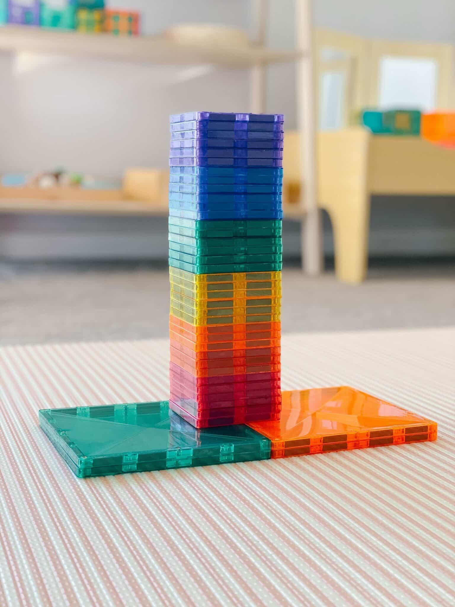 Connetix Tiles - 40 Square Pack Rainbow - STEAM Learning - Taylorson