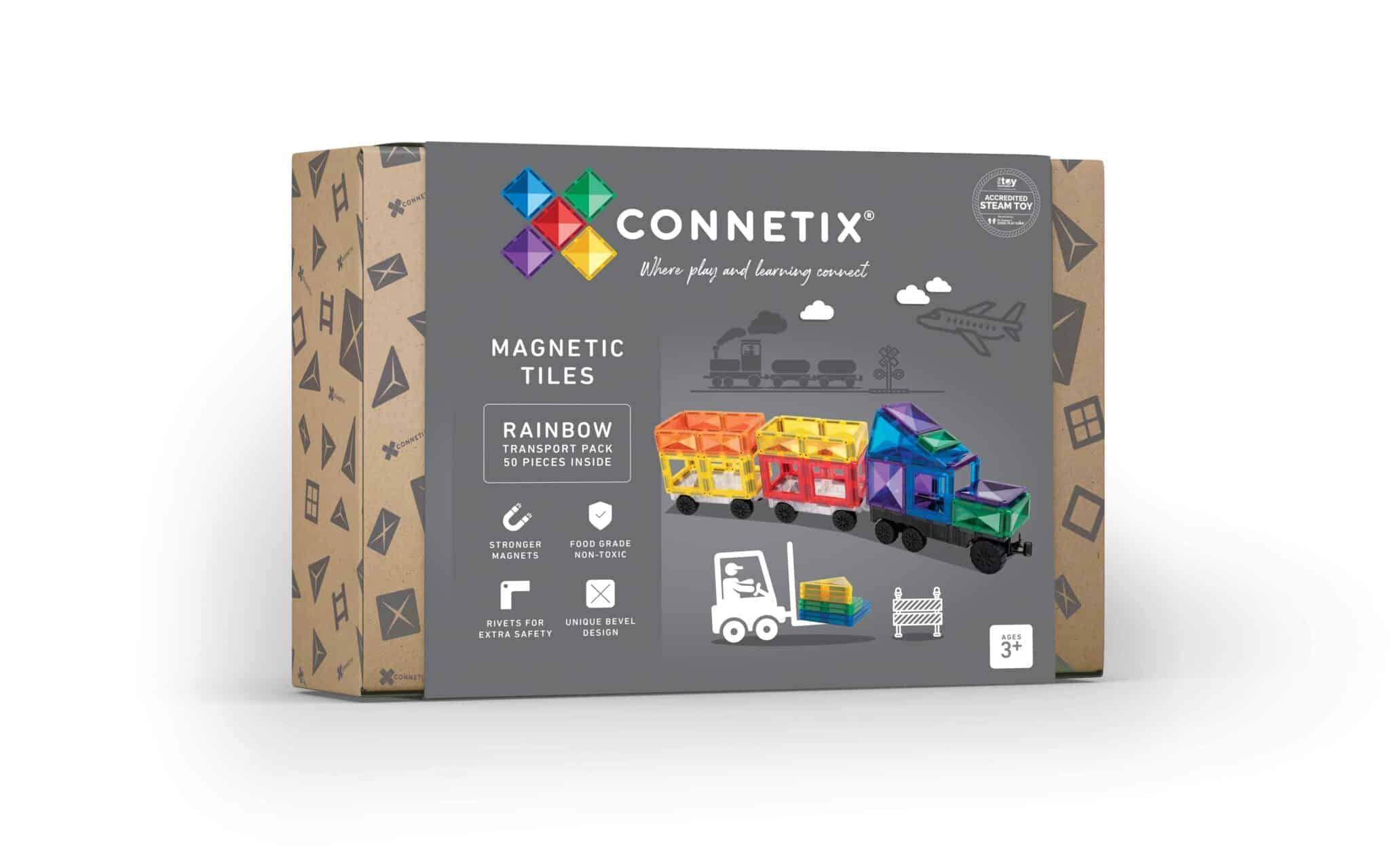 Connetix Tiles - Rainbow Transport Pack 50 Piece - Taylorson