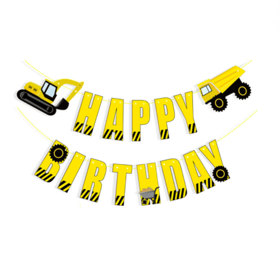Construction Vehicles Birthday Party - Banner - Taylorson