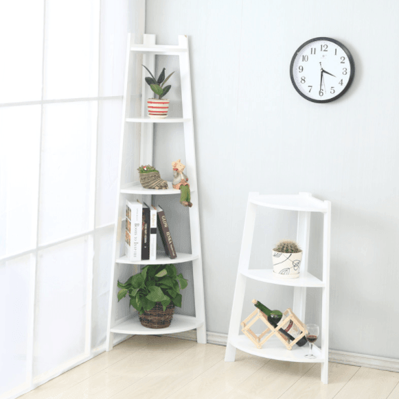 Corner Ladder Shelf Storage | Corner Bookshelf - Black - Taylorson