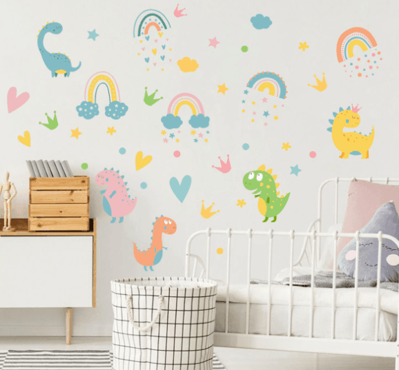 Dinosaur & Rainbow Wall Decals | Kids Room Wall Decor Wall Stickers - Taylorson