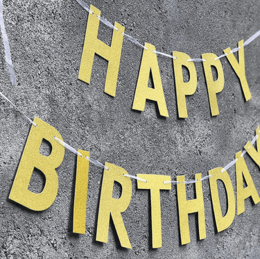 Gold Glitter Happy Birthday Garland Banner - Taylorson