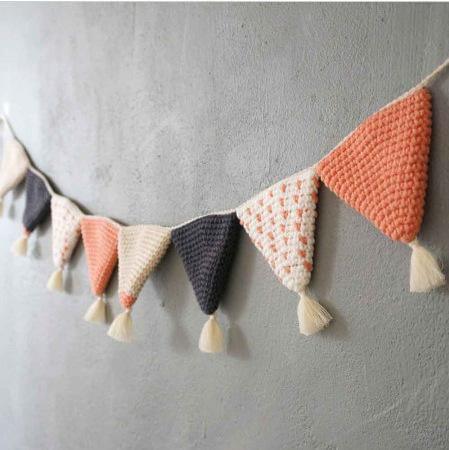 Handmade Crocheted Pennant Hanging Banner - Taylorson