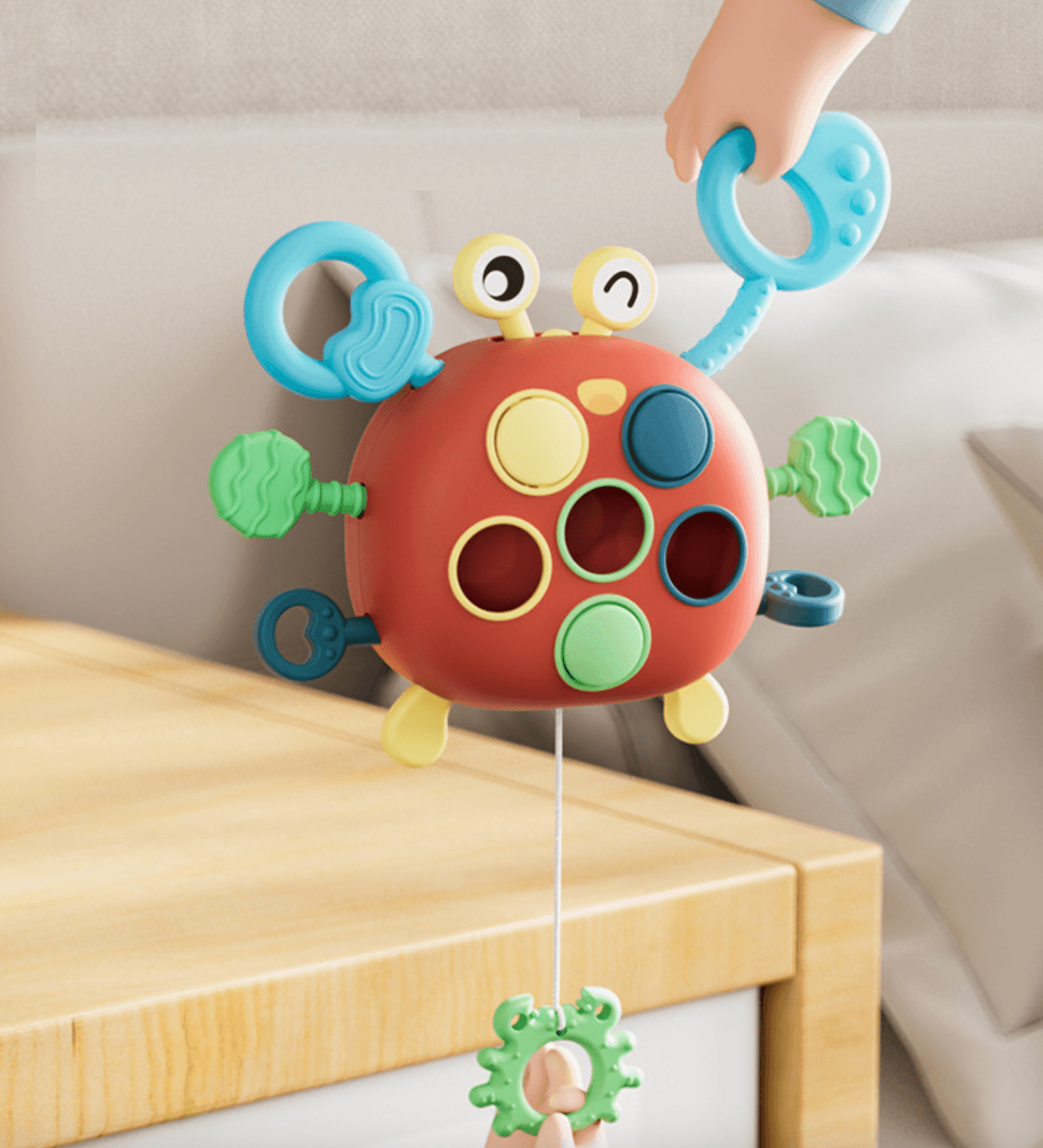 Happy Crab Busy Toy - Pull, Press, Twist and Grab (18m+) - Taylorson