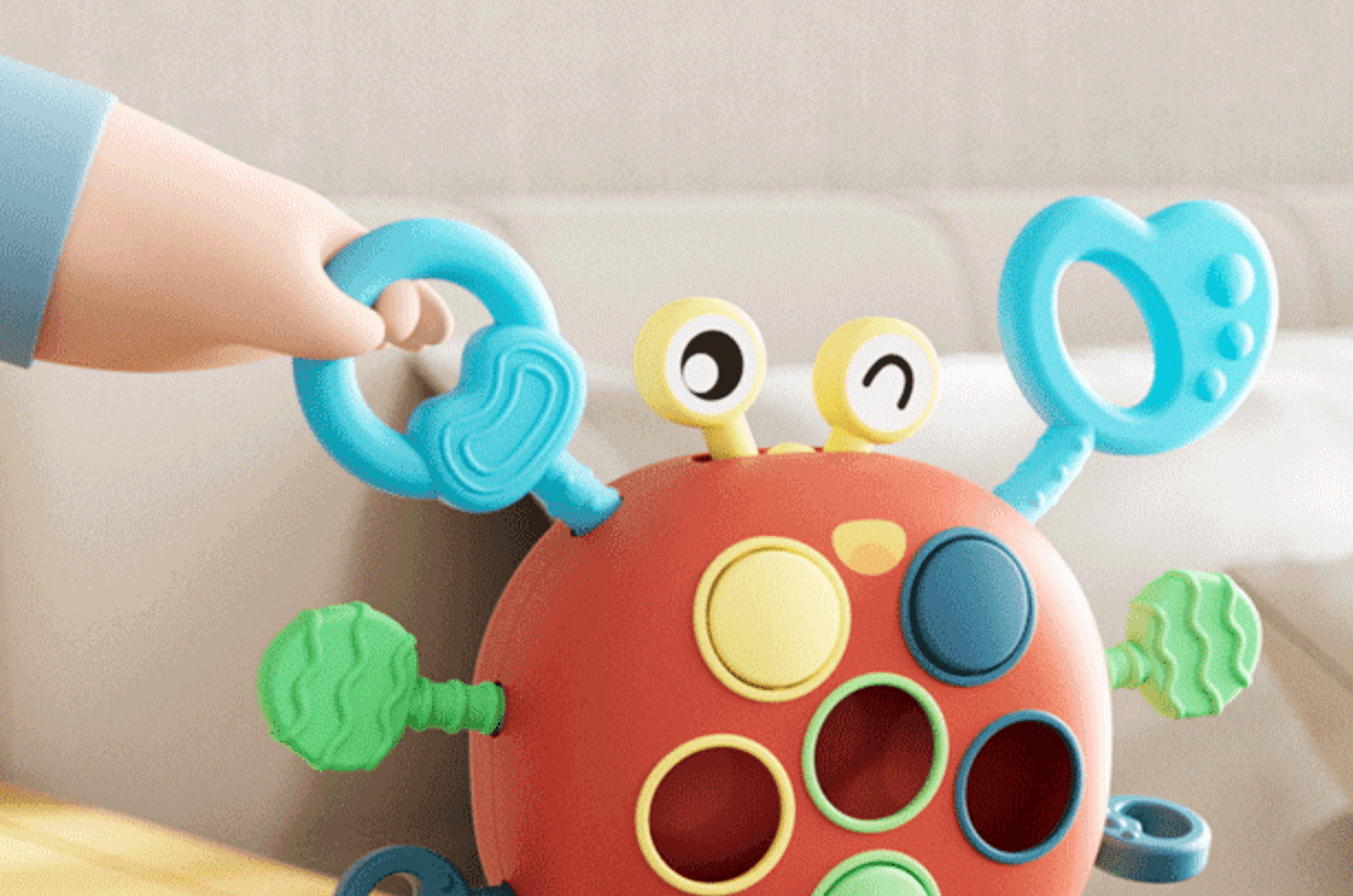 Happy Crab Busy Toy - Pull, Press, Twist and Grab (18m+) - Taylorson