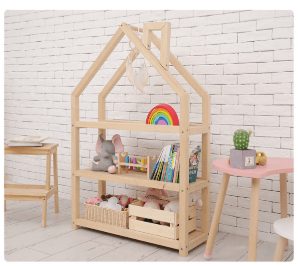 House Shape Wooden Kids Bookshelf, Toy Storage Furniture - Taylorson