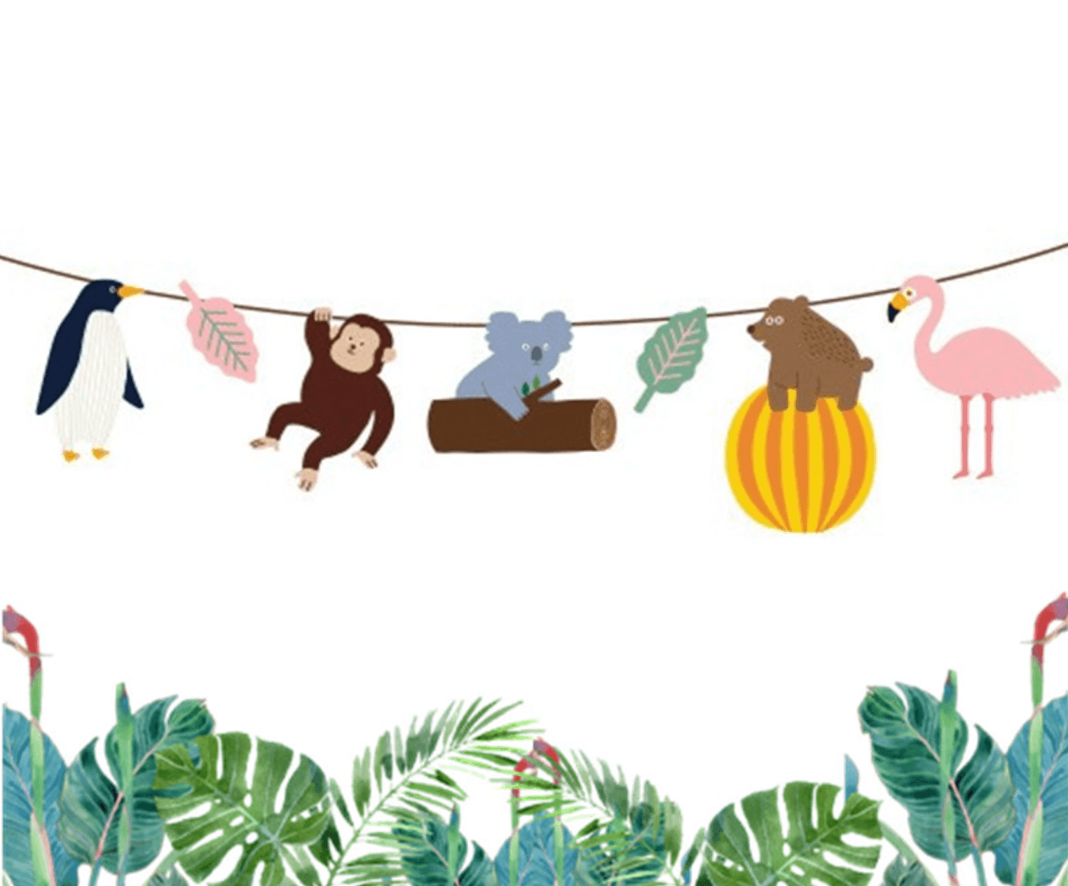 Kids Birthday Party Banner - Animal/ Zoo Design Garland Banner - Taylorson
