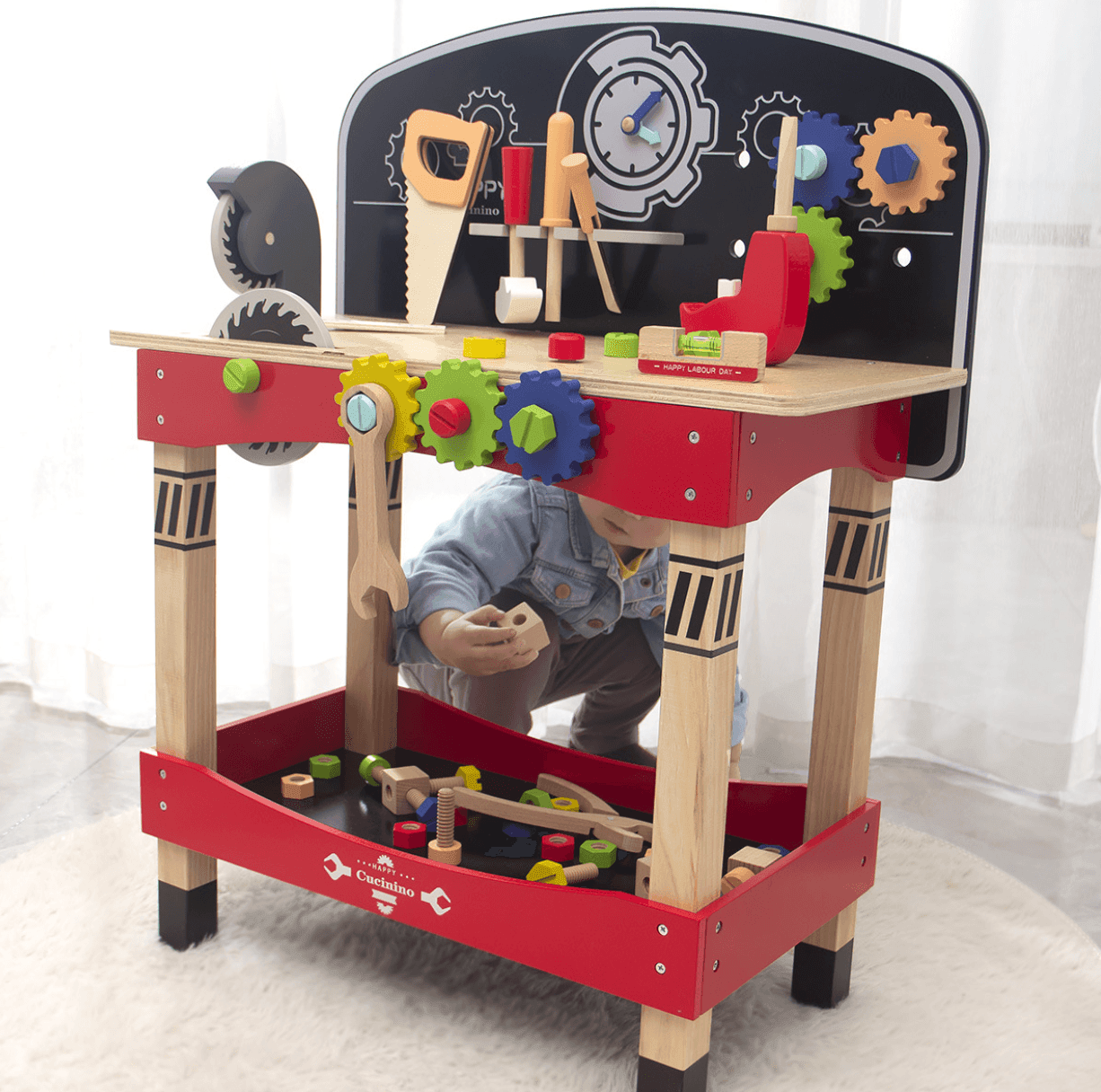 Little Builder First Wooden Workbench Complete Set of Kids Tool Benc Taylorson