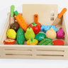 Magnetic Wooden Fruits & Vege Cutting Play Set with Cutting Board & Storage Tray - Taylorson
