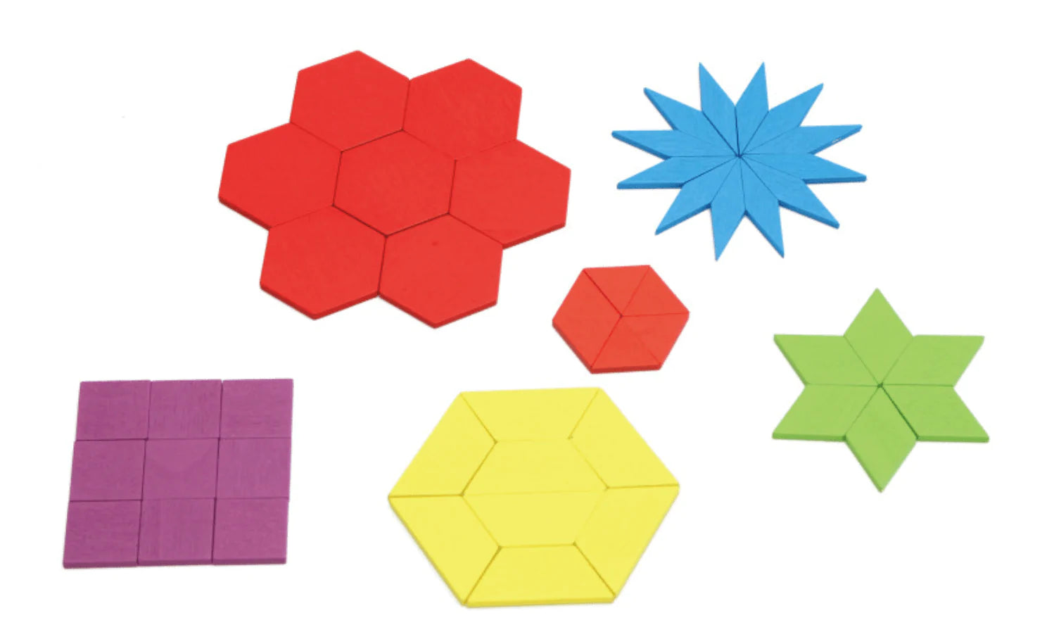 Montessori Wooden Geometric Pattern Blocks Set 130pcs – Taylorson