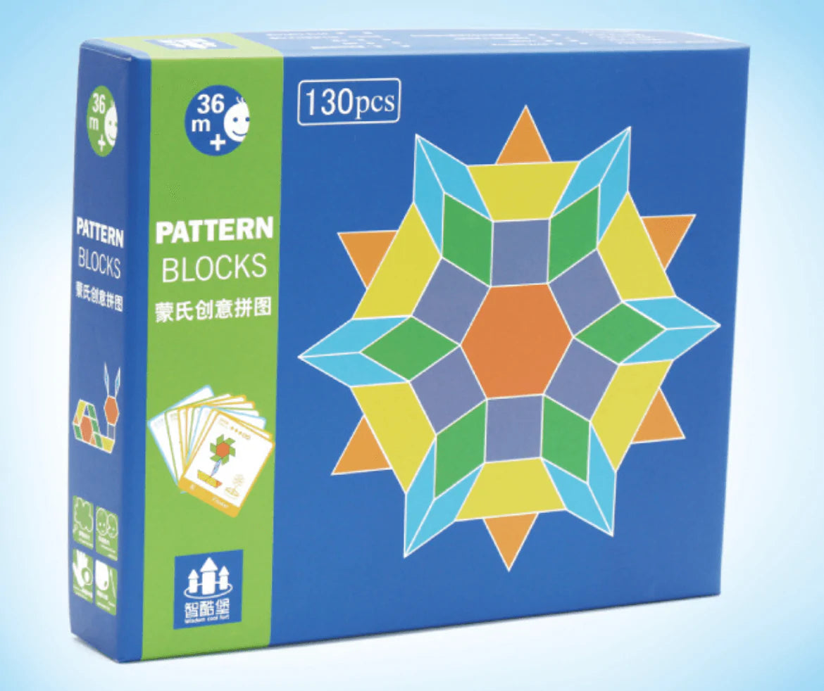 Montessori Wooden Geometric Pattern Blocks Set 130pcs – Taylorson