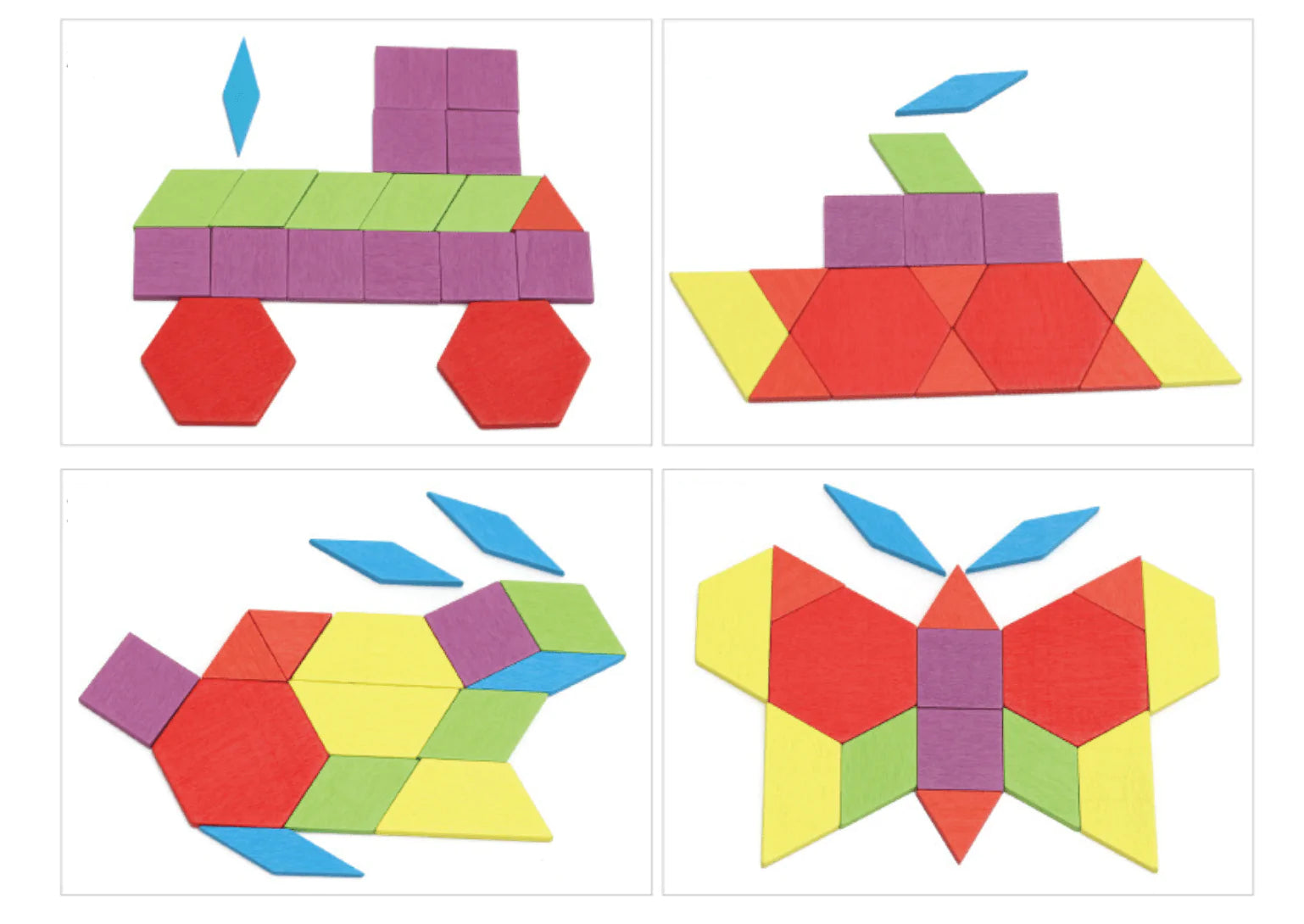 Montessori Wooden Geometric Pattern Blocks Set 130pcs – Taylorson