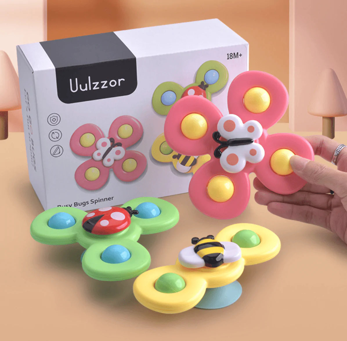 Musical Rotating Sensory Spinner Fidget Toys with Suction Cup - Bugs ...