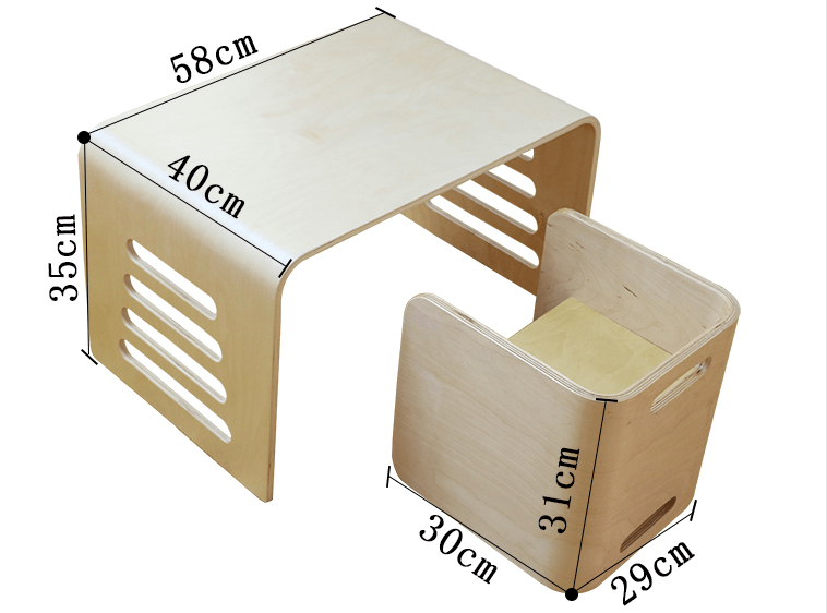 Birch Wood Kids Learning Table & Chair Set (No Assembly Required) - Taylorson