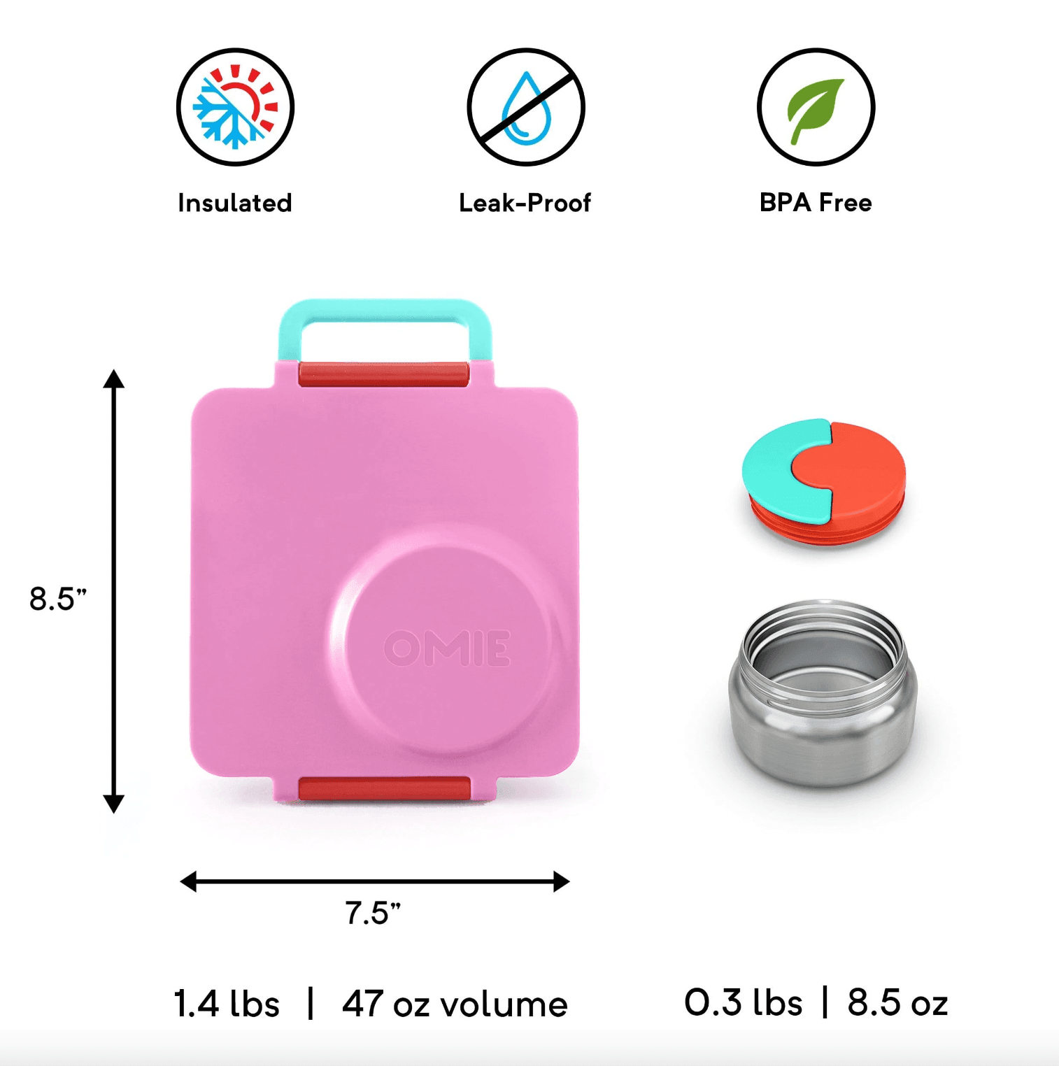 OmieBox Kids Thermos-Insulated Bento Box - Pink Berry *Pre-Order - Taylorson