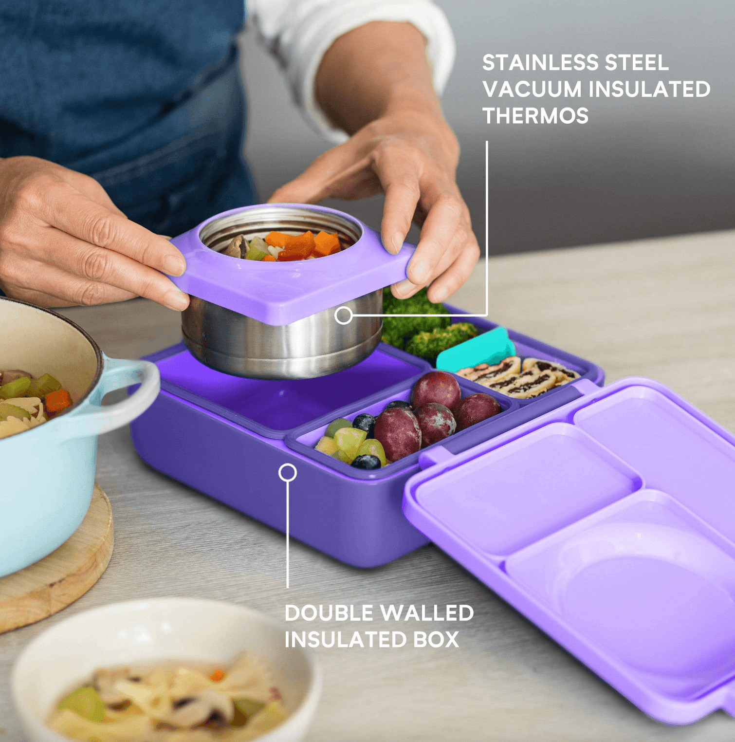 OmieBox V2 Thermal Hot & Cold Bento Lunchbox - Purple Plum - Taylorson